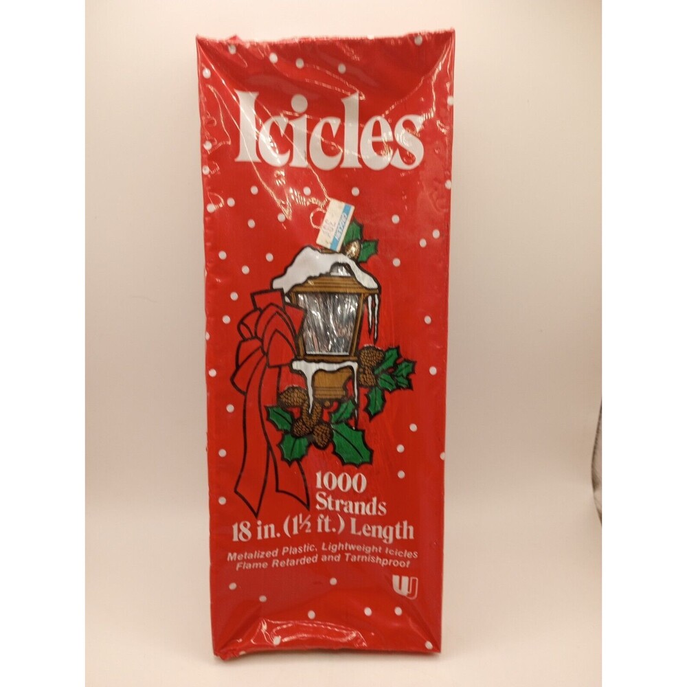 NEW NOS VTG Vintage Tinsel Icicles Union Made USA 18" 1000 " Flame Retarded "